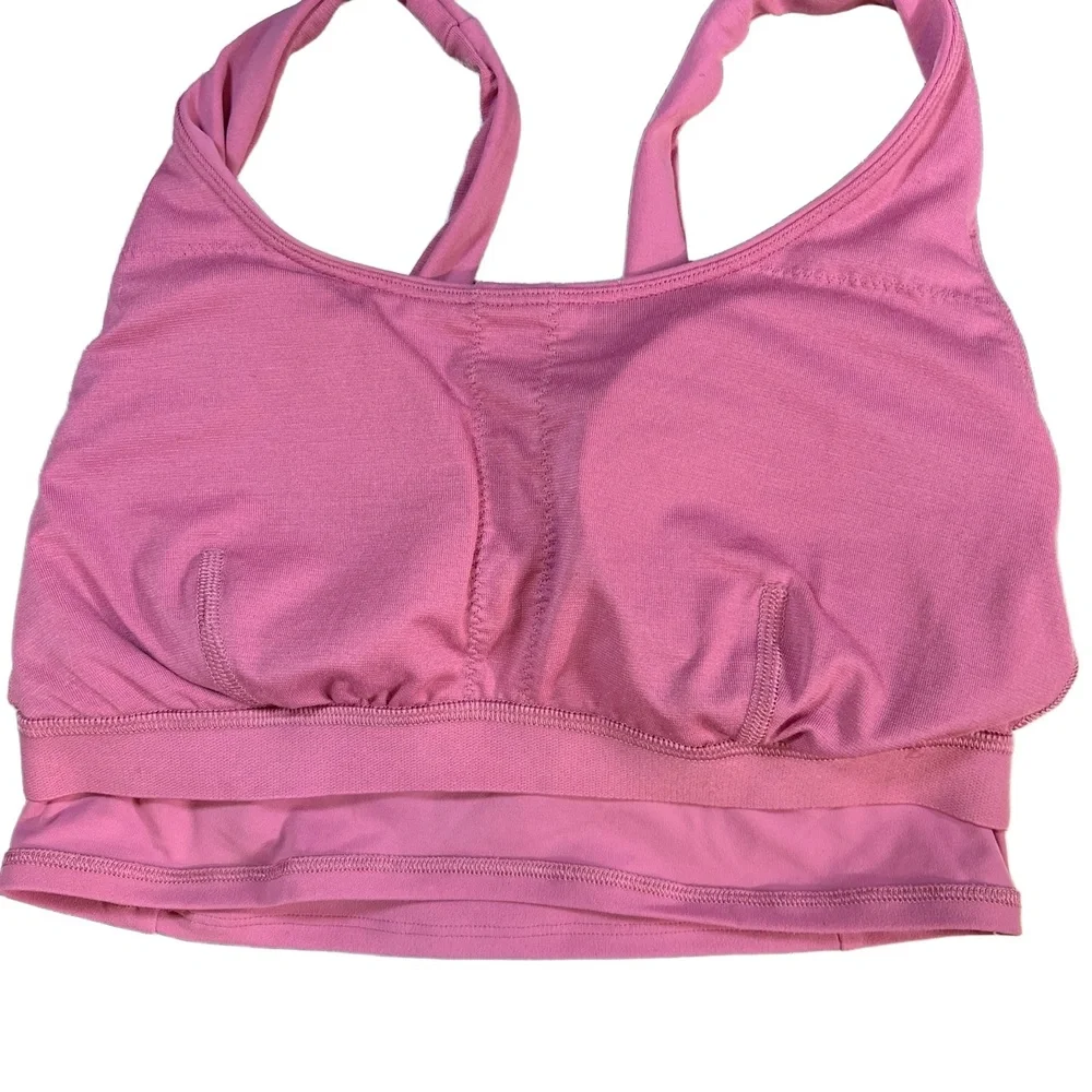 Lululemon Nulu‎ Sports Bra Front Darting Yoga Light Support Pink Blossom Size 4
